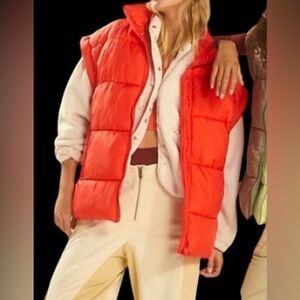 FP Movement Orange Puffer Vest | Free People | In a Bubble Oversized Vest NWT M
